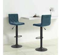 Teenpull Velvet Bar Stools Set di 2, Blue Swivel Counter Height Chairs with Backs for Kitchen Island Dining Room