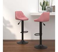 Teenpull Velvet Bar Stools Set di 2 sedie girevoli regolabili per sala da pranzo, colore rosa