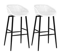Teenpull White Counter Height Bar Stools Set of 2, Modern Kitchen Chairs with Low Backs, Tall Seating for Dining Room Island