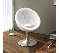 Teenpull White Faux Chesterfield Cocktail Chair, Modern Adjustable Swivel Bar Stool for Kitchen Island Counter Dining Room