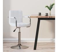 Teenpull White Faux Leather Bar Stool Set with Adjustable Swivel Counter Height for Kitchen Island Dining Room