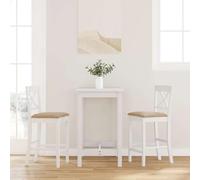 Teenpull White Solid Rubberwood Bar Stool Set di 2 pezzi con Cushions, ergonomico Counter Height Chairs for Kitchen Dining Room