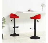 Teenpull Wine Red Velvet Adjustable Swivel Bar Stools, Set di 2 Modern Counter Height Kitchen Island Chairs for Home Dining Room