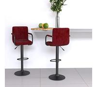 Teenpull Wine Red Velvet Bar Stools Set di 2, Counter girevole regolabile per le sedie della cucina Island Dining Room