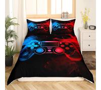 Teens Spieler, copripiumino 155 x 220, per ragazzi e ragazzi, set di biancheria da letto reversibile, per console di gioco per bambini, Gampad, camera da letto, decorazione rosso e blu