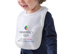 Teetaly - Bavaglino Personalizzato Con Nome E Scritte 100% Cotone Organico Certificato 34x23 (Bianco)