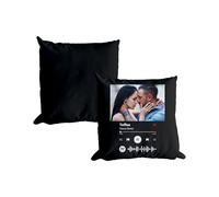 Teetaly Cuscino Spotify Personalizzabile 40x40 cm - Aggiungi la tua canzone preferita e una foto unica (Nero)