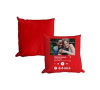 Teetaly Cuscino Spotify Personalizzabile 40x40 cm - Aggiungi la tua canzone preferita e una foto unica (Rosso)