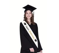 Teetaly Fascia Laurea “Super Dottore/Super Dottoressa” 100% Poliestere con Logo Tocco - Gadget Festa di Laurea Elegante e Divertente - Idea Regalo Laureando o Laureanda (Super Dottoressa)