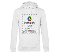 Teetaly Felpa con Stampa Personalizzata- 100% Cotone Organico (Bianco, XL)