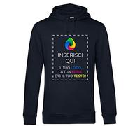Teetaly Felpa con Stampa Personalizzata- 100% Cotone Organico (Blu Navy, XL)
