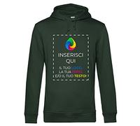 Teetaly Felpa con Stampa Personalizzata- 100% Cotone Organico (Verde Foresta, XL)
