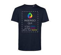 Teetaly Maglietta T-Shirt Personalizzata Stampa Fronte Retro Uomo in Cotone Organico (Blu Navy, XL)