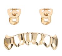Teeth Grills Halloween in Metallo Oro, Stile Hip-hop per Feste Cosplay | Facile da Usare, Leggero e Resistente, Si Conserva Praticità, Aspetto Fashion per Adulti
