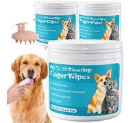 Teeth Wipes, No Toothbrush for Quick and Easy et Zero Stress Teeth Wipes for Dogs, Gentle Gums Daily Use Dogs and Cats Eliminates Bad Breath and Fresh Breath (3 pezzi)