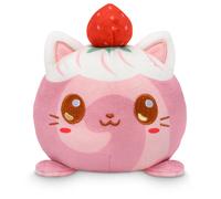 TeeTurtle Reversible Dreped 4 """" Cat Roll Cake Plushie - Bakery Collection - Kawaii Soft Cute Pelf Animals - Odora di Strawberry Cake!