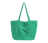 TeeYee Borsa tote retrò in velluto a coste grande capacità borsa a tracolla con tasca esterna design semplice borsa a mano per le donne, Verde, 14.6”Lx7.5”Wx13”H