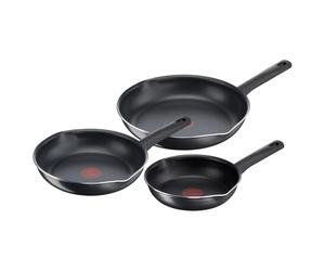 Tefal B56490 Set di padelle Day By Day On da 3 pezzi 20/24/28 cm | Pentole antiaderenti | Rivestimento antiaderente in titanio ad alte prestazioni | Nero [Non adatto all'induzione]