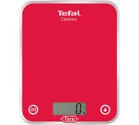 Tefal BC5003 Optiss Glass Bilancia da Cucina Elettronica, Acciaio, Rosso