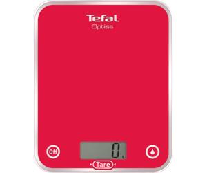 Tefal BC5003 Optiss Glass Bilancia da Cucina Elettronica, Acciaio, Rosso