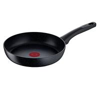 Tefal Black Stone G28104 - Padella da 24 cm, rivestimento antiaderente Mineralia+ sicuro, segnale termico, adatta per cottura a induzione, effetto pietra, colore: Nero