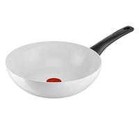 Tefal C41719 Ceramic Control Wok Padella 28 cm | Sigillatura sicura in ceramica | Indicatore di temperatura del segnale termico | Facile da pulire | adatto a induzione | Bianco