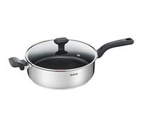 Tefal Comfort Max Casseruola bassa 26 cm in acciaio inox e coperchio in vetro, manico ergonomico fresco, diffusione del calore uniforme, base spessa anti deformazione, adatta a tutte le cucine e forno
