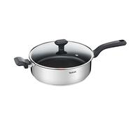 Tefal Comfort Max Casseruola bassa 26 cm in acciaio inox e coperchio in vetro, manico ergonomico fresco, diffusione del calore uniforme, base spessa anti deformazione, adatta a tutte le cucine e forno