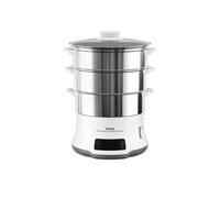 Tefal Convenient Series Deluxe VC502D Vaporiera, Pentola a Vapore 3 cestello/i Superficie piana 900 W Acciaio inox, Bianco Tefal