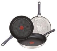 Tefal Daily Cook - Padella Antiaderente in Acciaio Inox Juego de 3 sartenes Nero