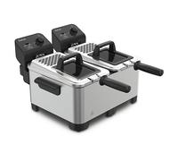 TEFAL Double Pro FR3610, 7 l FRIGGITRICE, capacità 2 kg, Max potenza 3500 W a 190 °C, Argento, Nero