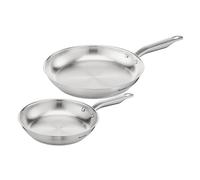 Tefal E492S2 Virtuoso - Set di 2 padelle | 24 + 28 cm | acciaio inossidabile di alta qualità | non sigillato | finitura spazzolata | adatto a induzione | forno fino a 250 °C