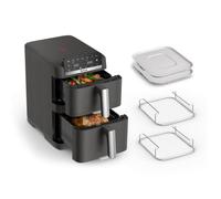 Tefal Easy Fry Crispy Stack EY756HG0 Friggitrice ad aria calda a doppia camera, 6 programmi + modalità manuale, fino al 40% salvaspazio, EvenFry, frontale rimovibile, cestello di cottura lavabile in