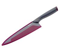 Tefal Fresh Kitchen Coltello Chef 20 cm, lama in acciaio inox con titanio di alta qualità, rivestimento antiaderente, zona comfort, custodia protettiva per lama K1220205, grigio