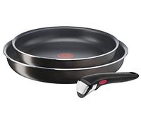 Tefal Ingenio 2 padelle 24/28 cm, manico rimovibile, non induzione, rivestimento antiaderente, impilabile, lavabile in lavastoviglie, Easy Plus L1509202, nero