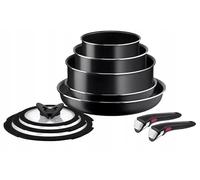 Tefal Ingenio Easy Cook & Clean - Set di pentole in alluminio, 10 pezzi, manico rimovibile, antiaderente, 16-28 cm, con 3 coperchi in vetro