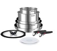 Tefal Ingenio Emotion L897SA74 - Set di pentole e padelle, in acciaio inox, impilabili, a induzione, facile da pulire, rivestimento antiaderente, indicatore di calore, 10 pezzi