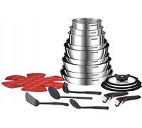 Tefal Ingenio Emotion Set di pentole 22 pezzi 9 padelle 3 coperchi 2 manici 4 separatori, 4 spatole Acciaio inossidabile (L897SM74)