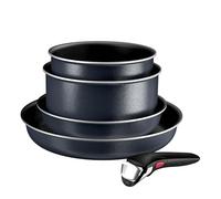 Tefal Ingenio Enjoy - Set di 2 padelle da 22/28 cm + 2 casseruole da 18/20 cm + manico estraibile, induzione antiaderente, rivestimento titanio, Thermo-signal, lavabile in lavastoviglie e forno
