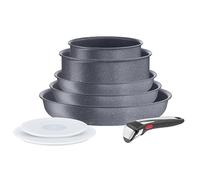 Tefal Ingenio Natural On - Set di 3 padelle 22/24/28 cm + 2 casseruole 16/20 cm + 2 coperchi + manico rimovibile, adatto a induzione, antiaderenti, senza PFOA, lavabile in lavastoviglie e forno