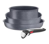 Tefal Ingenio Natural On - Set di padella 28 cm + casseruola 20 cm + Wok 26 cm + manico rimovibile, induzione, antiaderente, rivestimento in titanio, senza PFOA, lavabile in lavastoviglie e forno
