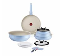 Tefal Ingenio Serenity L827SB04 - Set di 11 pentole con rivestimento antiaderente Mineralia, salvaspazio, impilabili, per tutti i piani cottura, lavabili in lavastoviglie, colore: Blu calm
