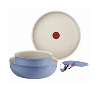 Tefal Ingenio Serenity L8294S04 - Set di 4 pentole con rivestimento antiaderente Mineralia, salvaspazio, impilabili, per tutti i piani cottura, lavabili in lavastoviglie, Blue Salt, colore: Blu