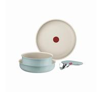 Tefal Ingenio Serenity - Set di 4 pentole con rivestimento antiaderente, manico rimovibile sicuro, design impilabile, eucalipto, L828S404