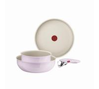 Tefal Ingenio Serenity, Set di 4 pentole Edition Wok, rivestimento antiaderente, manico rimovibile sicuro, design impilabile, rosa Clay, L8304S04