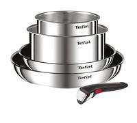 Tefal Ingenio Set 2 Padelle, 2 Pentole e Manico Rimovibile, Induzione, Acciaio Inossidabile, Impilabile, Rivestimento Antiaderente, Compatibile con Lavastoviglie, Garanzia 5 anni, Emotion L897S504