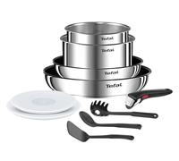 Tefal Ingenio - Set di pentole da cucina, 10 pezzi, casseruole, coperchi ermetici, manico rimovibile, induzione, acciaio inossidabile, impilabile, antiaderente, lavabile in lavastoviglie, Emotion