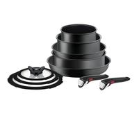 Tefal Ingenio Ultimate L76491 - Set di pentole da 10 pezzi, impilabili, rivestimento antiaderente, adatto a induzione, indicatore di temperatura del segnale termico, nero