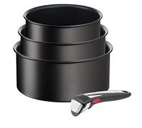 Tefal Ingenio Unlimited On L3959443 - Set di 4 pentole, impilabile, induzione, facile pulizia, rivestimento antiaderente, indicatore di calore, nero, L3959443