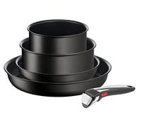 Tefal Ingenio Unlimited ON L3959543 - Set di 5 padelle antiaderenti a induzione, padelle da 22 e 28 cm, pentole da 16 e 20 cm, 1 manico rimovibile in bachelite, facile da pulire, indicatore di calore,